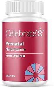 Celebrate Vitamins Bariatric Prenatal Multivitamin Capsules with Folate (Folic Acid), Vitamin A, Iron, Iodine, and Choline, for Roux en Y and Sleeve Gastrectomy Patients, 60 Count