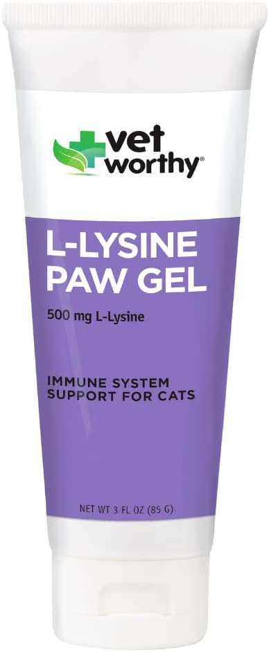 Vet Worthy Lysine Paw Gel Aide pour les chats - Cat Paw Gel pour soutenir le système immunitaire et la santé globale - Supplément de chat avec l'acide amino L-Lysine- gel d'arôme de saumon, 3oz