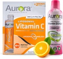 Aurora Nutrascience Mega Liposomique Vitamine C 32 Pack + Vitamine D3/K2 Bouteille - Supplément pour le soutien immunitaire et la santé cognitive - 32 portions Chaque