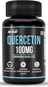 Quercetin 100mg Capsules - Standardisé à 95 % , Supplément hautement purifié et biodisponible , Bio-flavonoïdes naturels et puissants anti-oxydants (90 Capsules)