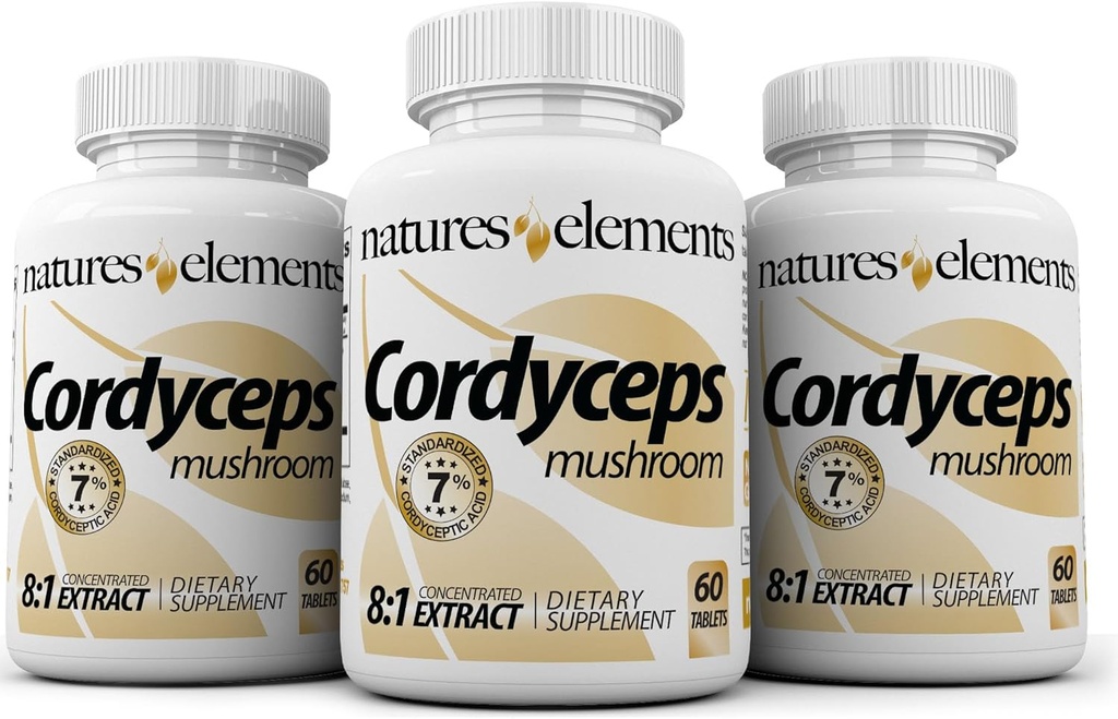 Cordyceps Champignon – 8:1 Extrait – 1000mg par portion – 3 Pack – Soutient la santé immunitaire, respiratoire et rénale – 180 comprimés – Non-OGM, sans gluten