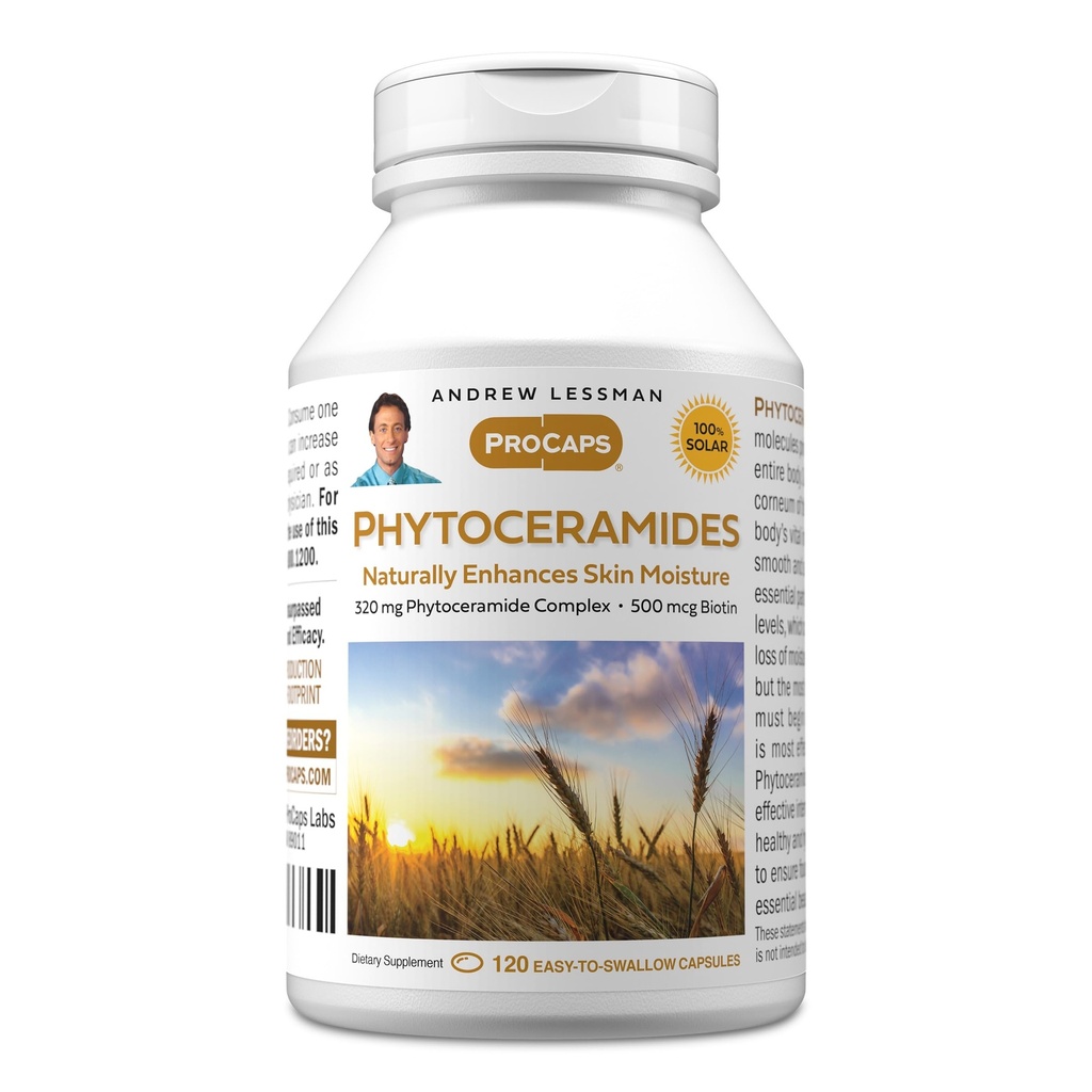 ANDREW LESSMAN Phytocéramides avec Biotin 120 Softgels - Peau Vital Natural Internal Hydratant. Améliore naturellement la peau douce, lisse et radiante. Pas d'additifs. Petits softgels faciles à avaler