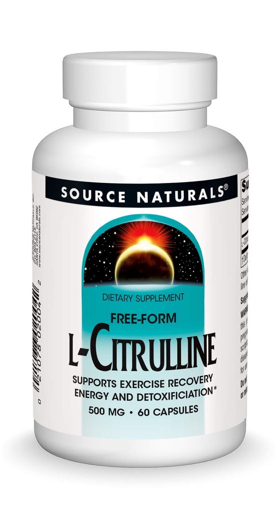 Source Naturals L-Citrulline - Soutient la récupération, l'énergie et la désintoxication*, 500 mg - 60 capsules