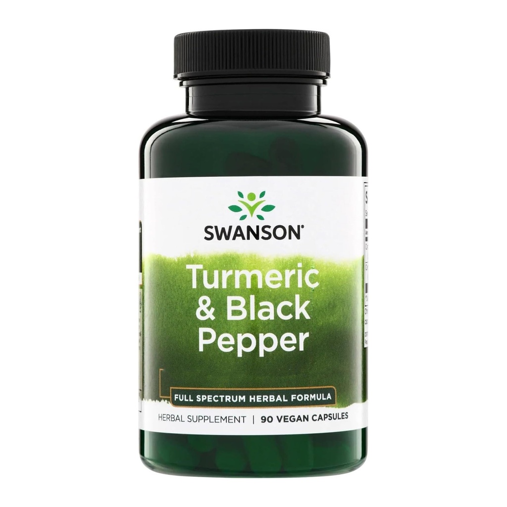 Swanson Premium Turmeric & Black Pepper Antioxidant Supplement for Active Adults Seeking Joint, Digestion, and Circulation Support - Non-GMO, Organic (90 Vegan Capsules, 3 Pack)