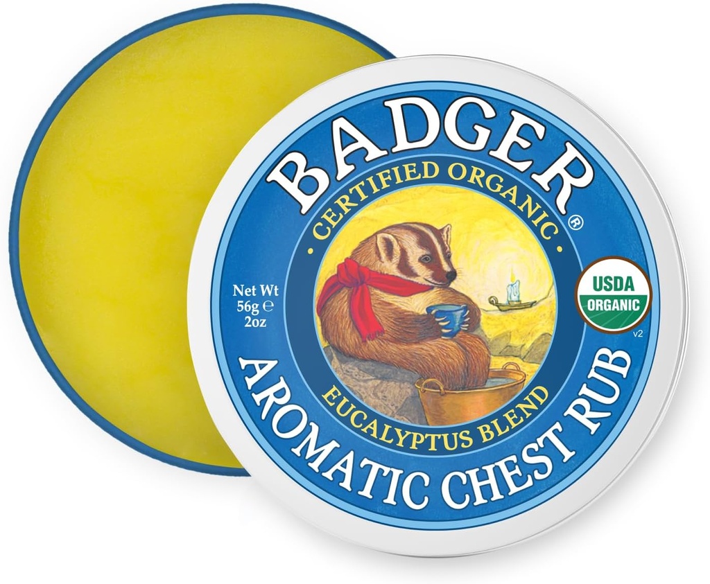 Badger Aromatic Chest Rub, Eucalyptus & Mint, 2 oz