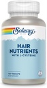 SOLARAY Nutriments capillaires avec L-Cysteine - Vitamines capillaires avec Biotine pour le soutien de la croissance des cheveux - Vitamines de peau et ongles capillaires pour les femmes et les hommes - Vérifié en laboratoire, garantie de 60 jours - 60 portions, 120 VegCaps