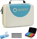 Organisateur de pilules mensuelles de goutte-à-goutte 3 fois par jour, 30 jours Organisateur de pilules de voyage avec 32 compartiments quotidiens, Boîte d'organisateur de médicaments pour la vitamine, huile de poisson, supplément (Beige)
