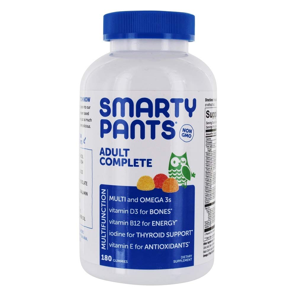 SmartyPants Vitamines gommy quotidiennes complètes pour adultes : sans gluten, multivitamines et oméga 3 Huile de poisson DHA/EPA, méthylB12, vitamine D3, non OGM, 180 nombre (30 jours d'approvisionnement)