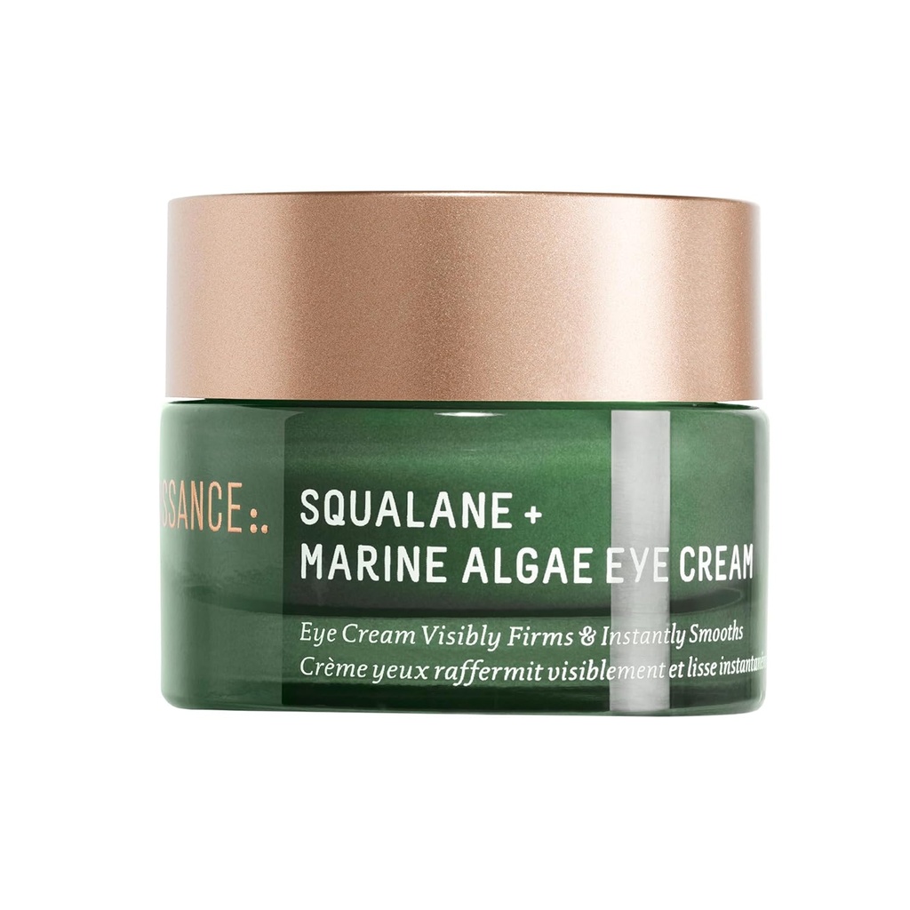 Crème pour les yeux d'algues marine et squalane de BIOSSANCE - Crème anti-âge sous les yeux pour les lignes fines, les rides et les puffines - Formule hydratante et liftante avec acide hyaluronique et extrait paracressique - 0,5 Ounce