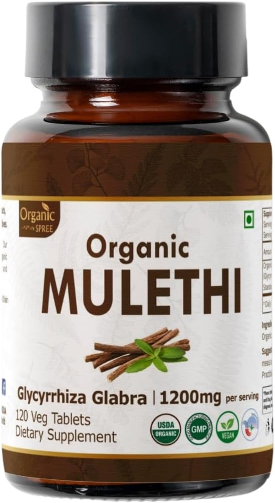 Mulethi 120 comprimés – La racine de réglisse biologique de l'USDA – soutient la santé et l'immunité digestives*