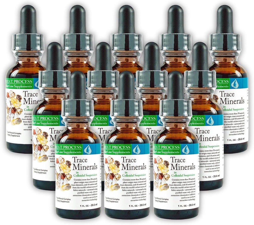 Morter Trace Minerals in Colloïdal Suspension (12 Pack) Morter HealthSystem Meilleur procédé Alkaline — Éléments de traces denses nutritifs, minéraux fulvic et acides aminés