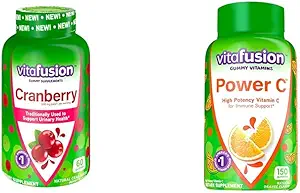 Gummées de canneberge pour femmes, 500mg par portion, 60ct Puissance C Gummées de vitamine C, Aromatisées d'orange, 282mg Vitamine C, 150 Nombre