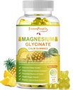 GREENPEOPLE Magnésium Glycinate Gommies avec Citrate 1000mg, Taurat et Matale - Sans sucre - Supplément de potassium de magnésium avec vitamine D, K2 pour un support calme d'humeur et de zzz - 60 ananas