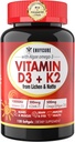 Vitamine D3 K2 supplément softgel - Vit D3 10000 Iu + Vitamine K2 Mk7 200 Mg, Algae Omega-3, Magnésium, Vitamine B12 Pour os et muscles, Soutien immunitaire, Absorption maximale, Facile à avaler 1pack