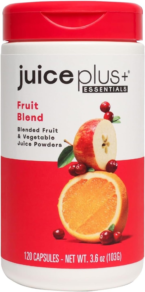 Mélange de fruits JuicePlus+: complément alimentaire complet à base végétale avec pomme, pêche, canneberge, et plus! - Vegan, sans gluten, non-OGM, casher - emballé avec des vitamines à base végétale - 1 bouteille (60 portions)