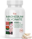 VHC Glycinate de magnésium 1000mg, supplément de glycinate de magnésium pur chélaté maximum d'absorption élevée pour les femmes et les hommes, sans OGM sans gluten, 120 capsules de légumes, fabriqués aux États-Unis