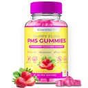 PMS Gummies - Supplément de soutien de PMS à flux heureux pour les femmes - Supplément de soulagement de PMS aux fraises avec vitamine B6 pour équilibre hormonal, soutien de la période, crampes, acné hormonal et dégel (60 comte)