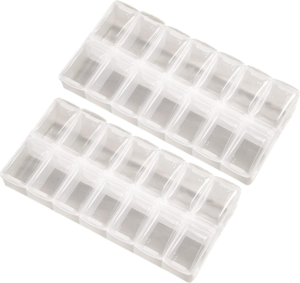 2 Pack OPP Clear Daily Pill Box Organisateur, Am Pm Pill Organisateur 7 jours, hebdomadaire Pill Organisateur 2 fois par jour pour les pilules, suppléments et médicaments, petite Pill Box 7 jours, organisateur de médicaments