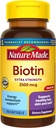Nature Made Extra Strength Biotin 2500 mcg, complément alimentaire pour les cheveux sains, la peau et le soutien des ongles, 150 Softgels, 150 jours d'approvisionnement