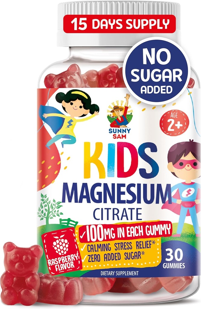 Gommies de magnésium pour les enfants et les adultes - 100mg - Calme Magnésium Chews - Supplément à croquer de Citrate de magnésium pour le soutien de l'humeur et des muscles - 30 Gommies