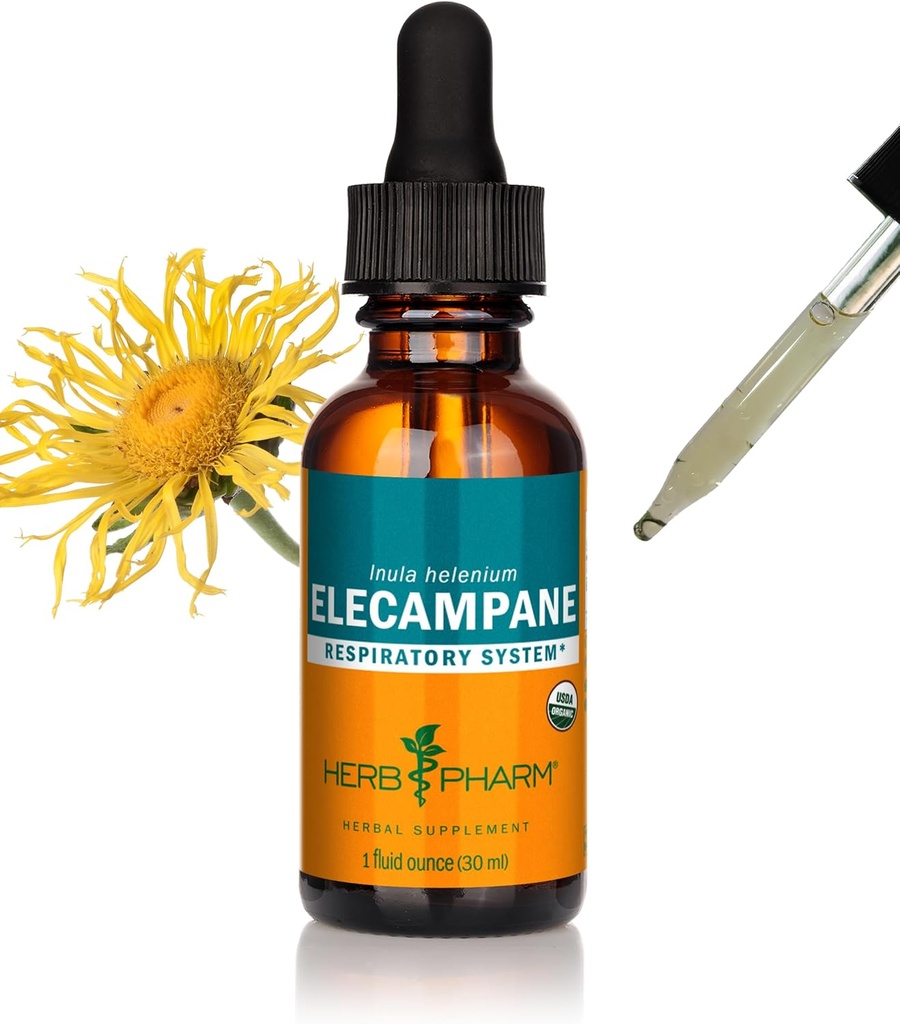 Extrait liquide d'Elecampane biologique certifié Herb Pharm pour le système respiratoire - 1 once (DELECA01)
