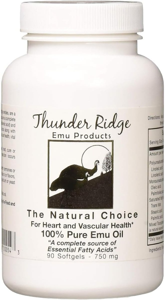 Thunder Ridge Emu Produits 100% Huile pure Softgels, 90 Compte