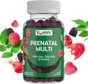 YumVs Gommies prénatales pour les femmes - Vitamines prénatales pour les femmes atteintes d'acide folique, de fer et de choline - Végétarienne et casher Grossesse Vitamines - Femmes Multivitamines prénatales avec A C D3 E B6 B12 (60 Nombre)
