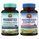 Vitalitown Probiotic + Magnésium Bundle (paquet de 2) , 120 milliards de probiotiques (poste 1) et complexe 6-en-1 de magnésium (poste 2) , Gut, os, muscles, santé du sommeil , Vegan , 30 capsules et 120 capsules