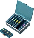 Organisateur hebdomadaire de pilules 4 fois par jour, grand compartiments Pill Box 4X 7 jours, organisateur de médicaments Cas de pilules pour pilules/vitamines/huiles de poisson/médication/compléments (4x7 bleu)