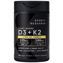 Recherche sportive Vitamine D3 K2 avec 5000iu de D3 et 100mcg de Vitamine K2 comme MK-7, non-OGM certifié et végétalien - 160 softgels liquides