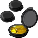 Petite boîte à pilules (3 paquets), organisateur quotidien mini pilule portable pour la poche de chasse, cas de médecine de voyage de la pilule de stockage de contenant d'oreille (Blcak