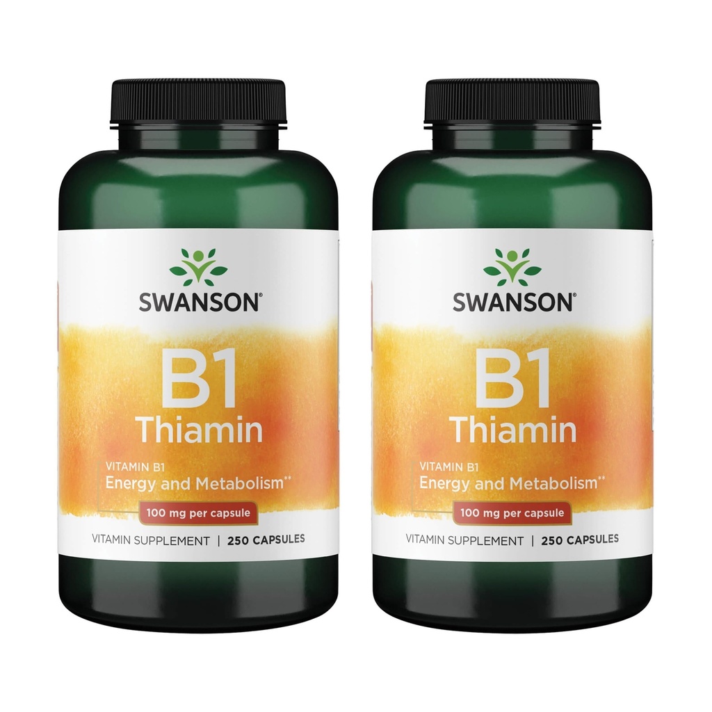 Swanson Vitamine B1 (Thiamine) - favorise le métabolisme sain et fournit un soutien énergétique - supplément de vitamine naturelle soutenant la fonction cellulaire Nerve Optimum - (2 pack)