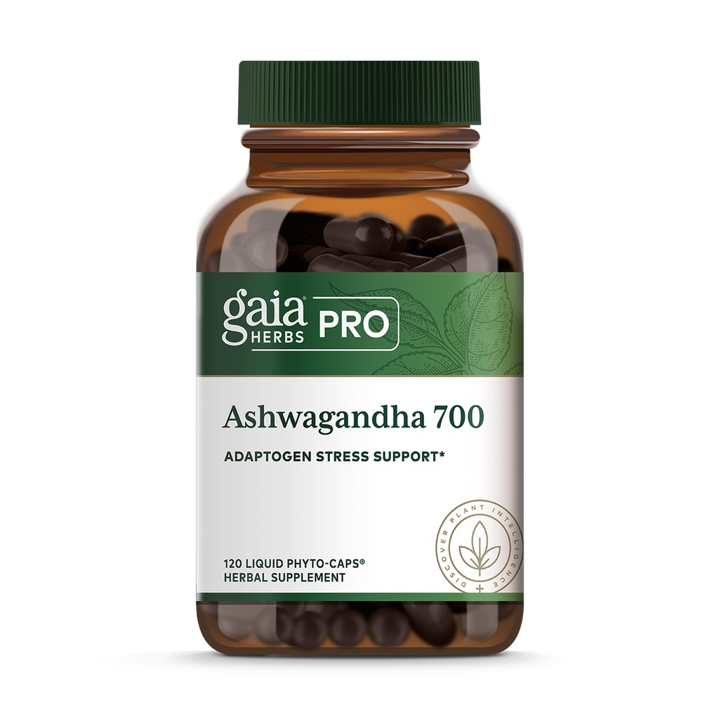 GAIA HERBS PRO Ashwagandha 700 - Supplément de soutien immunitaire santé* - Formule à une seule herbe avec Ashwagandha biologique - Vegan, sans gluten, sans soja - 120 capsules de phytothérapie liquide (60 portions)