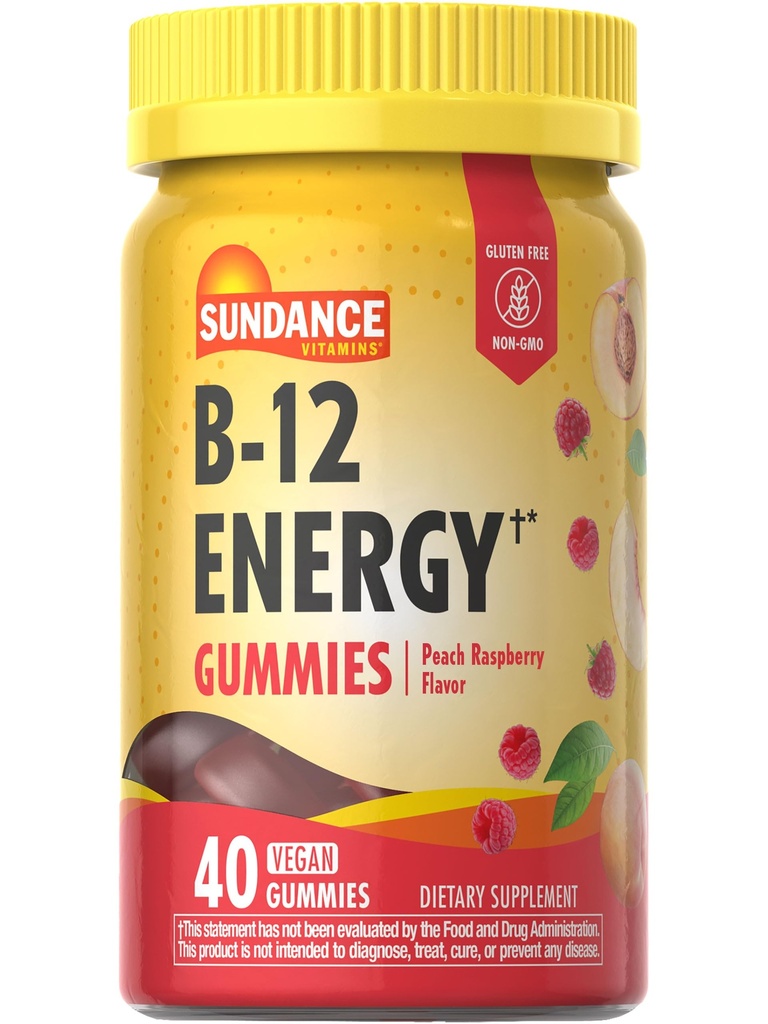 Sundance Vitamine B-12 Gommies d'énergie (en anglais seulement) 40 Comte (en anglais seulement) Pêche Raspberry Flavor (en anglais seulement) Vegan, non OGM et supplément sans gluten