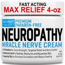 Neuropathie Nerve Relief Cream - Premium Nerve Cream 3X Action pour le soulagement ciblé et le confort de la nerve apaisante - Force maximale avec 4 % d'Arnica MSM menthol pour les pieds Jambes orteils et dos - Large 4 Oz