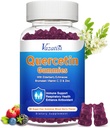Quercetin avec Gummée de Bromelain, Quercetin 1200MG avec vitamine C Zinc & Elderberry pour système immunitaire et allergie, Gummées à croquer et végétalien, 60 Cts