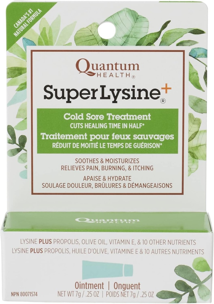 Quantum SuperLysine+ Cold Sore Treatment Ointment|Relieves Pain, Burning, and Itching|Cuts Healing Time in Half|0.25 Ounce