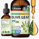 BIO KRAUTER extrait de feuille d'olive liquide - Teinture de feuille d'olive pour le soutien immunitaire - sans alcool et sans sucre - gouttes végétaliennes 2 Fl.Oz.
