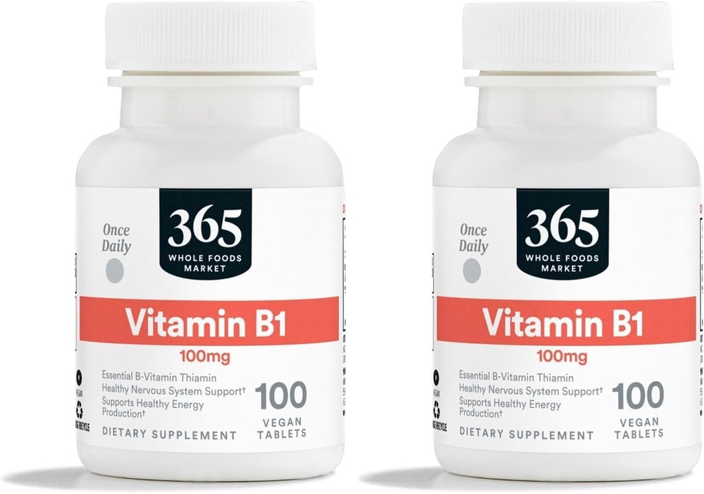 365 par marché des aliments entiers, vitamine B1 100Mg, 100 comprimés (paquet de 2)