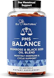 Équilibre Vitamines SPM pour les femmes - Équilibre hormonal pour les femmes, soutien menstruel - Huile de Primrose, Huile de Graine Noire et DIM - 60 Softgels liquides