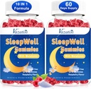 Gummies de sommeil pour les adultes et les enfants - Sans sucre Mélatonine Gummies avec Magnésium, L-Theanine, Vitamine B12, Vegan - Aromatisé aux framboises, 120 Cts