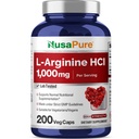 NusaPure L-Arginine 1000 mg 200 Capsules de légumes (non OGM, végétarien, végétalien)