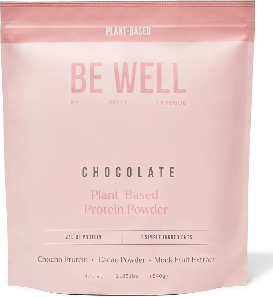 Soyez bien par Kelly chocolat à base végétale poudre de protéines, végétalien 21G Protéine 9G Fibre 1 NetCarb (3 ingrédients, 20 portions) 9 acides aminés 3 BCAAs Pas de soja, pas de lait, sans Stevia Pas de sucre ajouté 1.85lb 840g