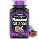 tnvitamines Huile de lin biologique Softgels: 2000 mg - 90 Softgels Extrême en acides gras oméga-3 Exclusivité supplément huile de lin pour les femmes et les hommes Non-OGM