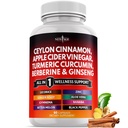 Ceylan Cinnamon, curcuma, vinaigre de cidre de pomme, Ginseng, Aloe Vera, Berberine Plus Banaba, racine de gingembre - 60 Nombre