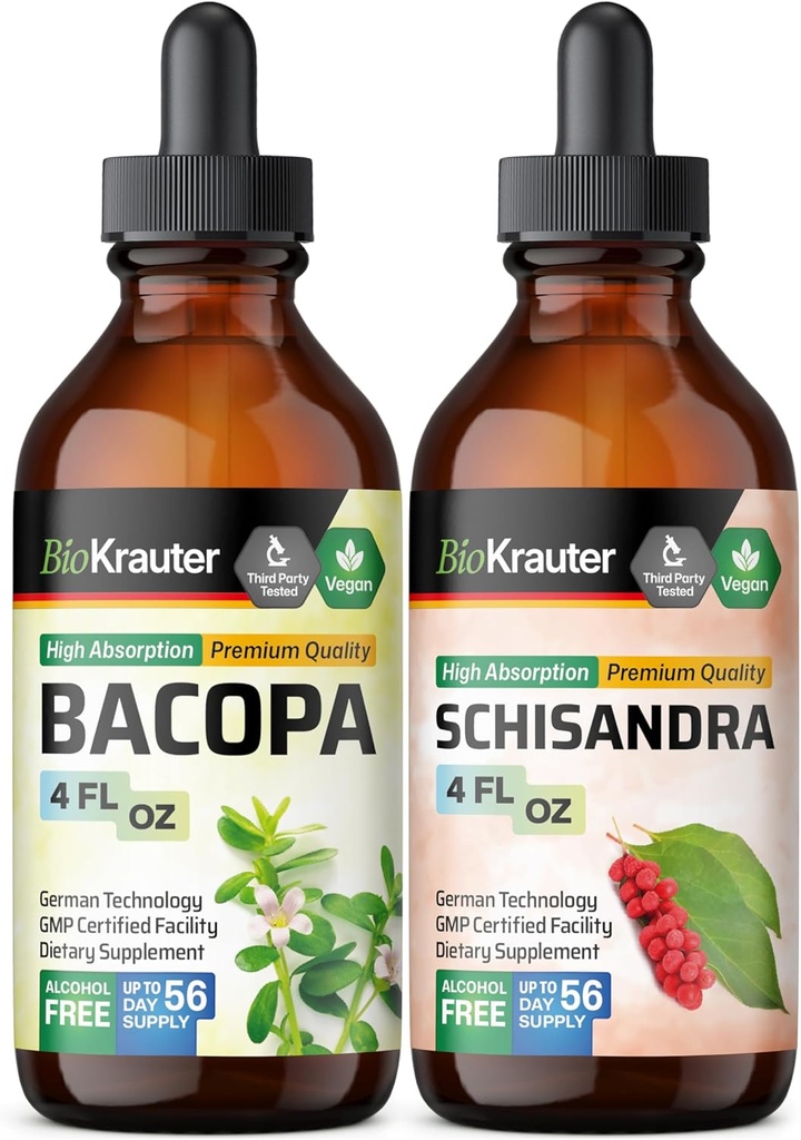 BIO KRAUTER Bacopa Tincture 4 Fl. Oz. & Schisandra Tincture 4 Fl. Oz.