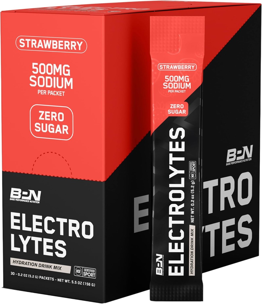 BARE PERFORMANCE NUTRITION BPN Electrolytes Go Packs Hydratation boisson mélange de sucre sans électrolyte poudre de 500mg de sodium par portion