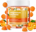 90 Compte Glycinat de magnésium Gommies 400mg w/Ashwagandha Supplément - Supplément sans sucre Zinc Magnésium Glycinate Supplément Ashwagandha Gommies pour adultes Orange Arôme