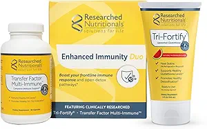 Nutritionnels étudiés Glutathion liposomique (450mg) + supplément de colostrum et champignons pour immunité - Immunity Duo amélioré - pastèque tri-fortifiante + facteur de transfert multi-Immune (2 pièces)