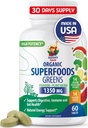 SUNNY SAM Super Suppléments verts pour adultes - 60 comprimés - Super Verts biologiques avec des fruits, légumes et herbes pour le soutien naturel digestif et énergétique